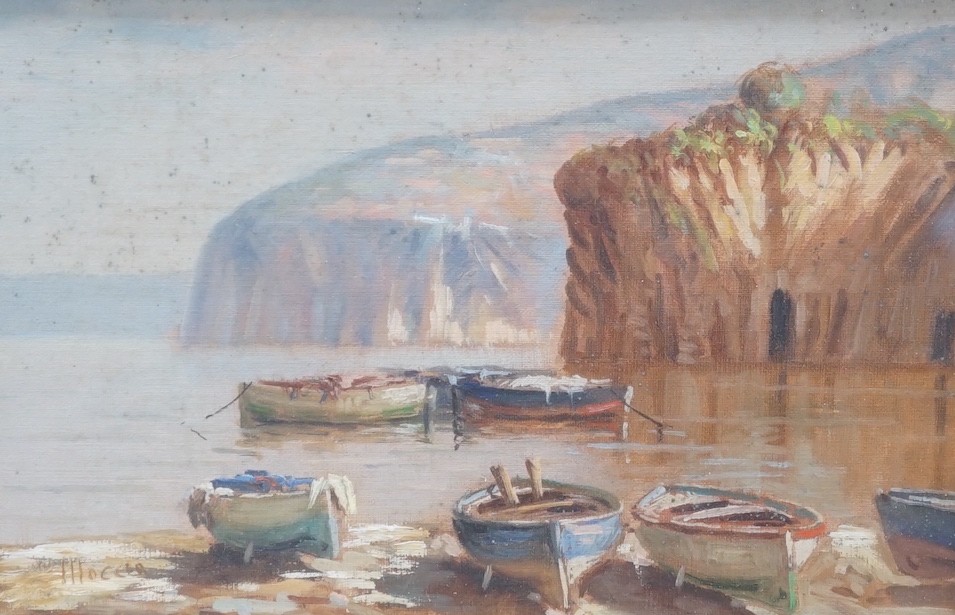 Antonio Moccia, oil on board, 'Coastal scene, Sorrento', signed, 19 x 28cm